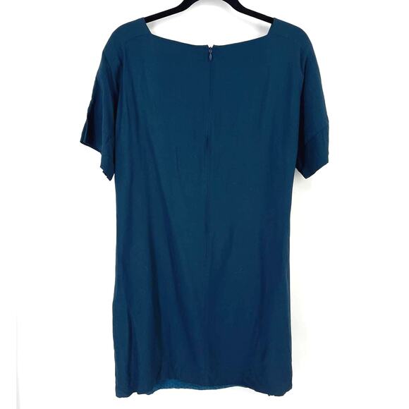 Club Monaco Blue Teal Square Neck Archmand Mini Dot Shift Dress Womens Size 6 - Picture 5 of 7